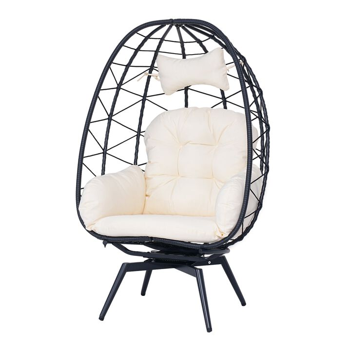 Hivvago Wicker Patio Egg Chair with Thick Cushions