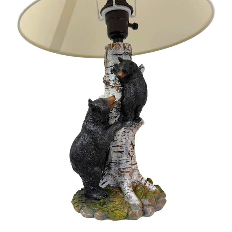 Black Bear and Cub Birch Tree Table Lamp With Shade image number 3