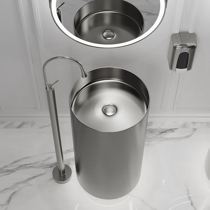 Deluxe stainless steel column basin silver