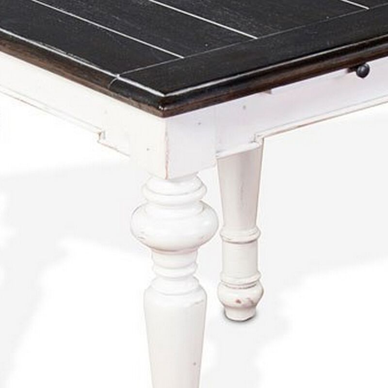 Kiyan End Table, 1 Drawer, Off White, Dark Brown Mahogany, 24 Inch