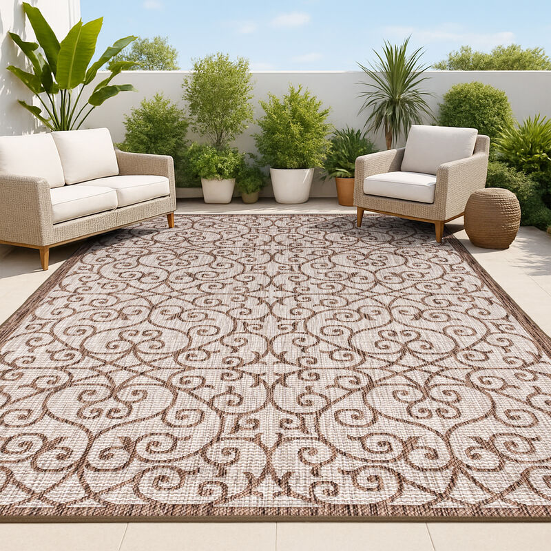 Madrid Vintage Filigree Textured Weave Indoor/Outdoor Area Rug
