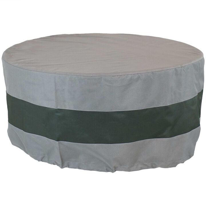 Sunnydaze 48 in 2-Tone Polyester Round Outdoor Fire Pit Cover - Gray/Green