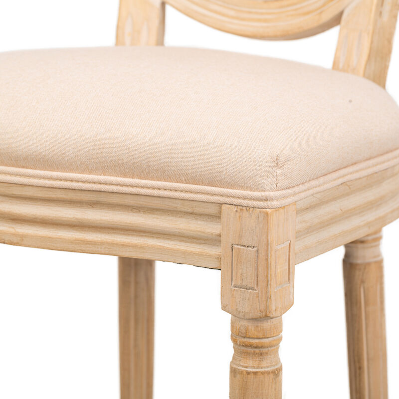 RICHELIEU Set of 2 Wooden Dining Chairs with Cane Backs and Fabric Seats