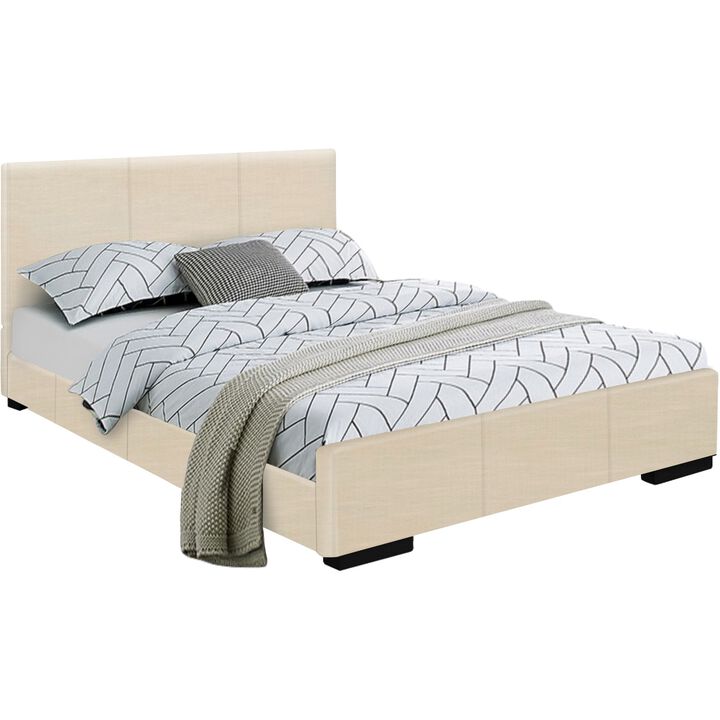 Durable Faux Leather Upholstered Bed &ndash; Solid & Mixed Wood Build