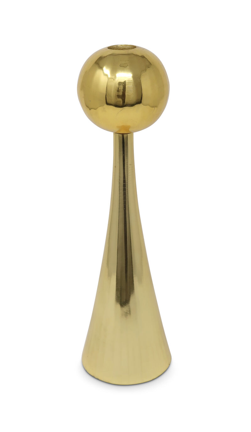 HomeRoots 10" Gold Stainless Steel Tabletop Taper Candlestick