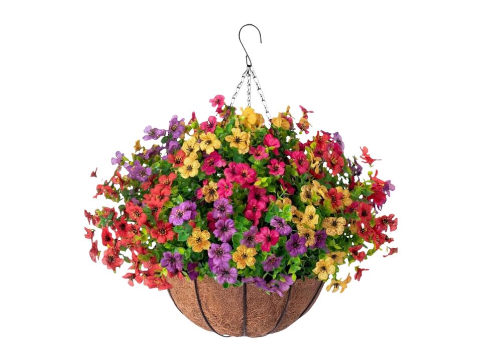 Green Artificial Hanging Eucalyptus Flowers UV Resistant Outdoor Garden Porch