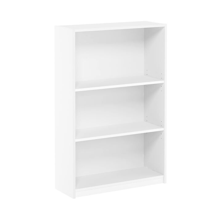 Furinno JAYA Simple Home 3-Shelf Bookcase, White