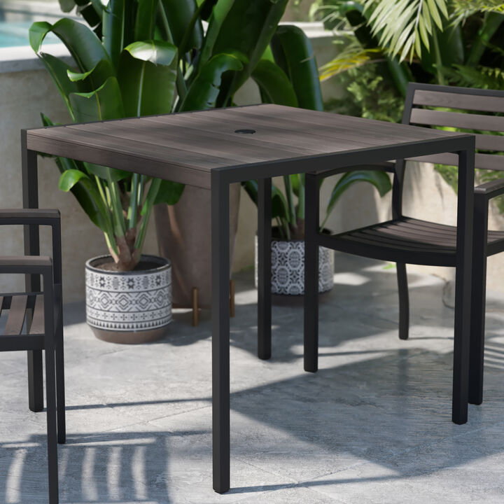 Flash Furniture Outdoor Patio Dining Table with Umbrella Holder Hole