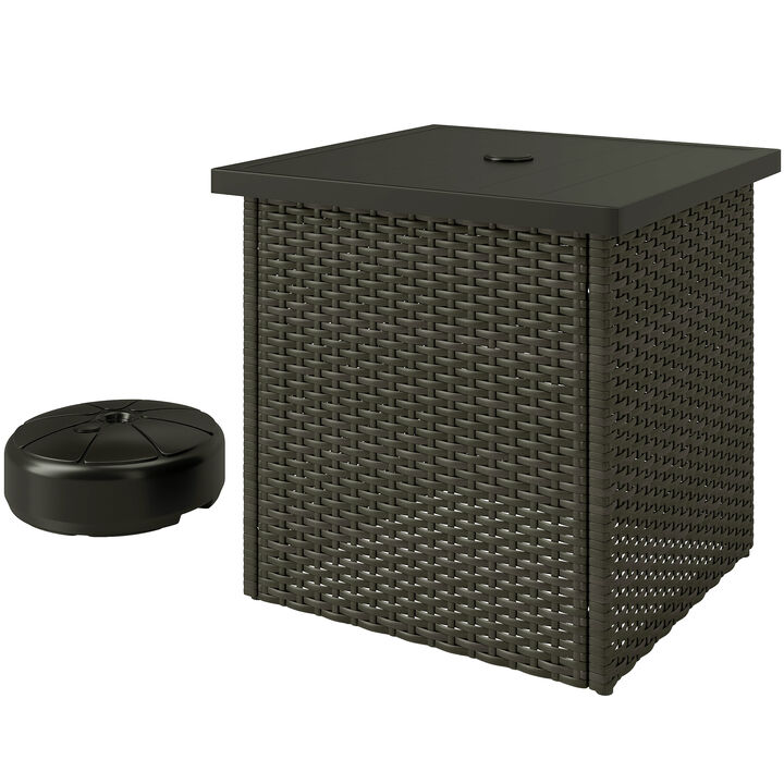 Hivvago Wicker Side Table with Umbrella Hole