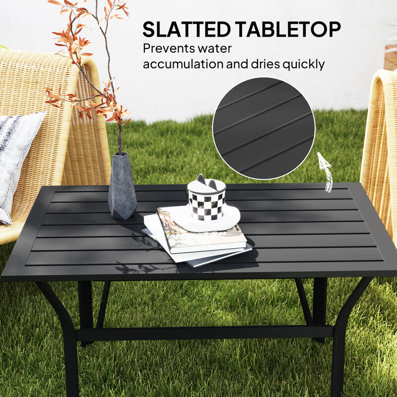 Hivvago Outdoor Metal Coffee Table with Slatted Top image number 3