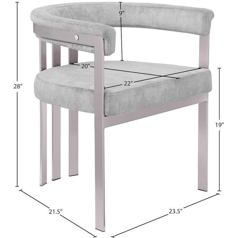 Meridian Furniture Marcello Grey Velvet Dining Chair, Set of 2