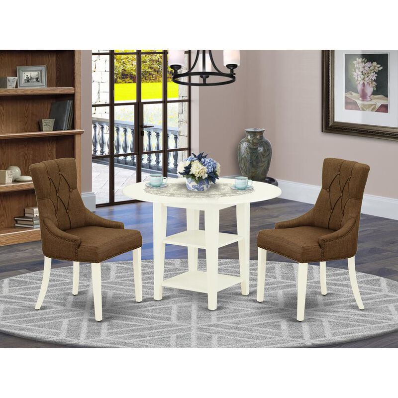 East West Furniture Dining Room Set Linen White