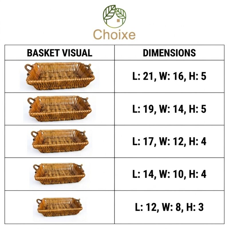 Multi-Functional Willow Baskets Full Collection -5 Pieces Set image number 2
