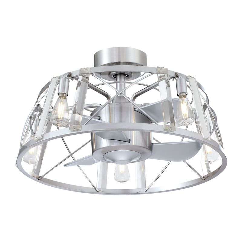 23.3 in. Silver Caged DC Motor Ceiling Fan with Light and Remote