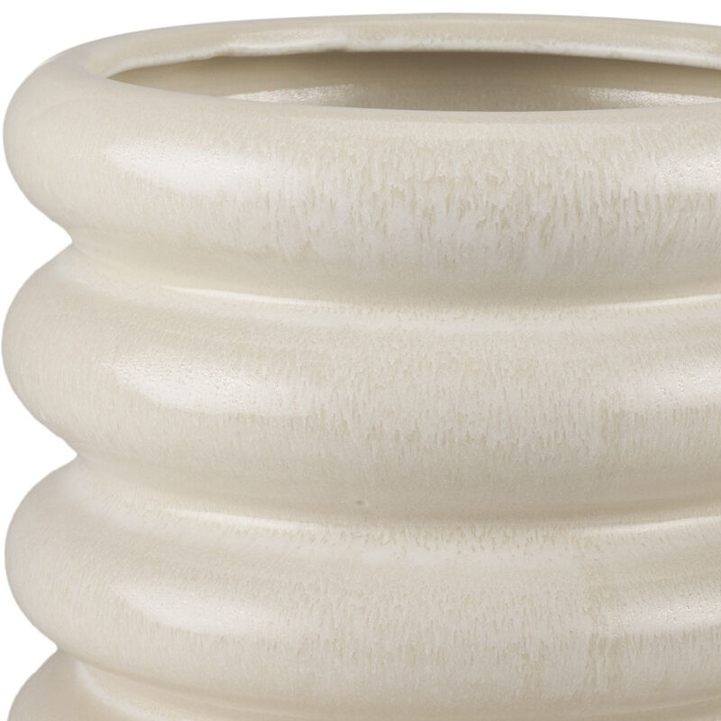 HomeRoots 12" Cream Cylinder Ceramic Table Vase image number 2