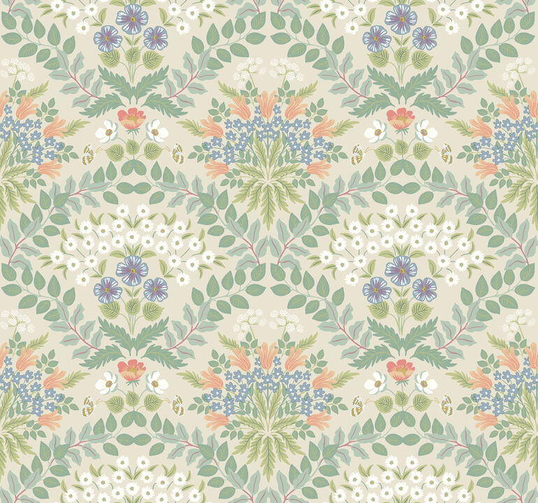 Bramble Beige & Green Wallpaper