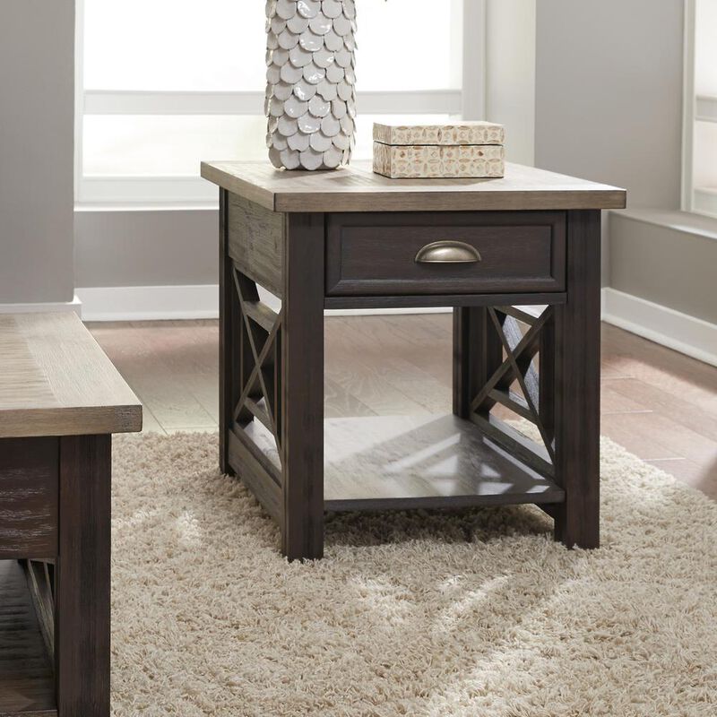 Liberty Furniture Heatherbrook Drawer End Table in Charcoal image number 2