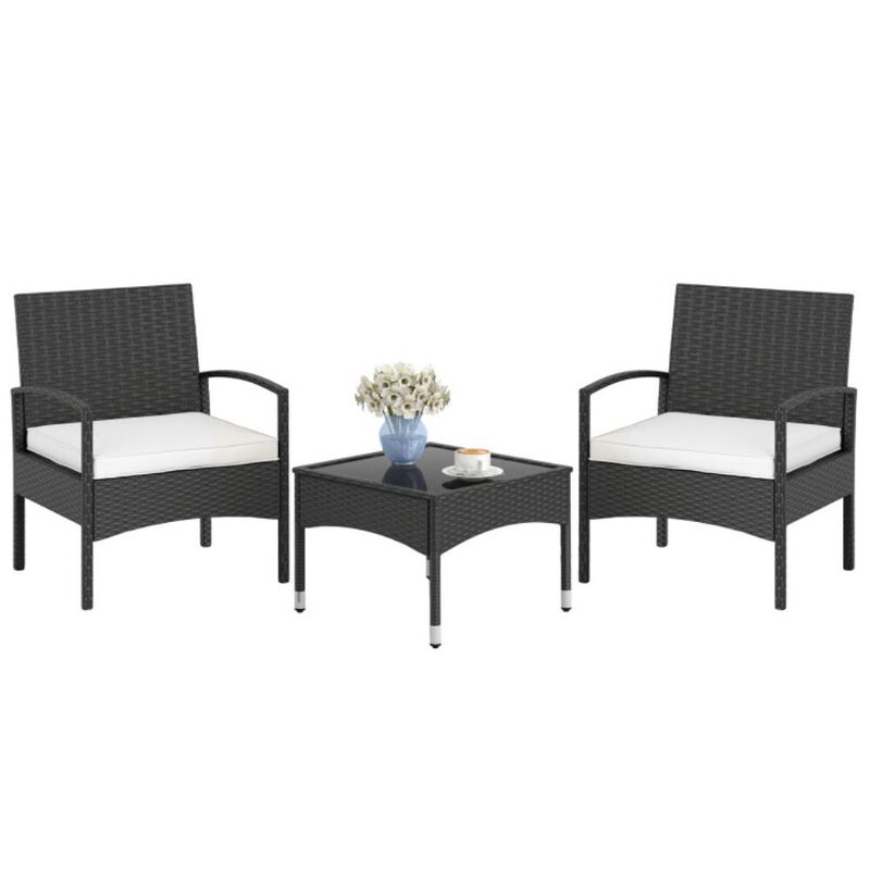 Hivvago 3-Piece Patio Furniture Set Rattan Bistro Chairs with Table image number 7