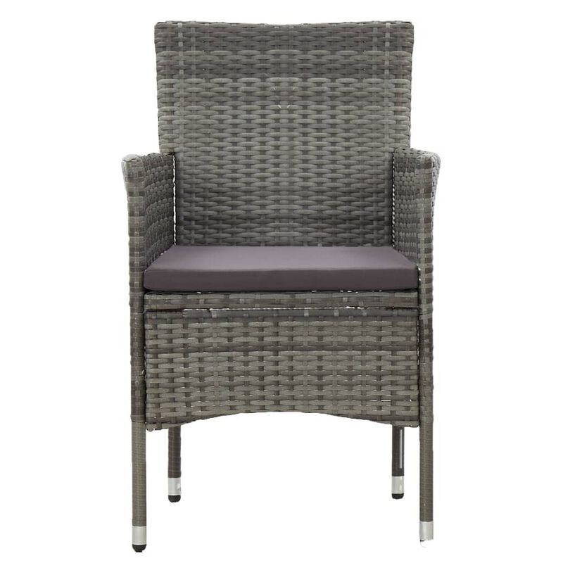 Gil Outdoor Dining Chair Set of 2, Gray Cushions and Poly Rattan - Benzara