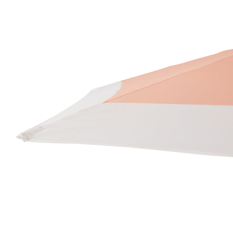 Spencer Classic Coastal 2-Tone Solar LED Market Patio Umbrella with 12 LED Strip Lights, Auto-Tilt, Crank and UV Protection