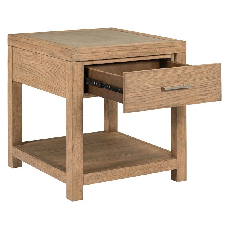 Liberty Furniture Living Room End Table  with Storage Drawer - Brown Oak Wood & Faux Concrete Top image number 6