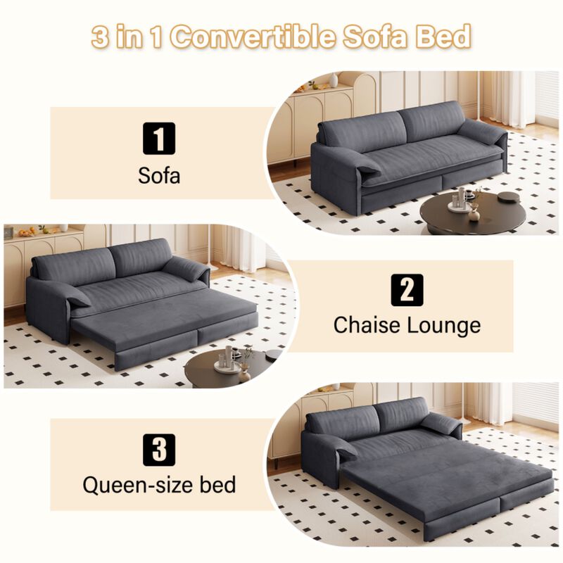 Lescet Velvet Pull‑Out Sleeper Sofa Bed image number 6