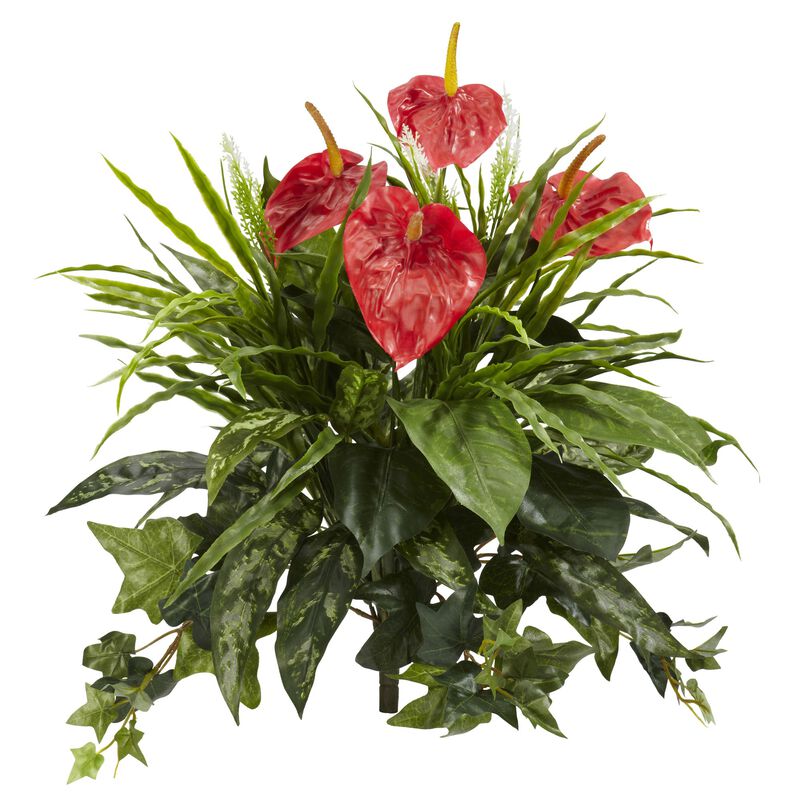 Hivvago 24" Mixed Anthurium Artificial Plant (Set of 2)