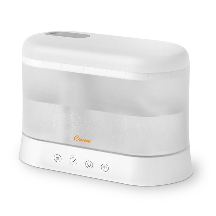 Crane 0.5 Gallon Top Fill Cool Mist Humidifier & Essential Oil Diffuser, Whisper-Quiet, 15-Hour Run Time, Night Light, Small Room Air Humidifier