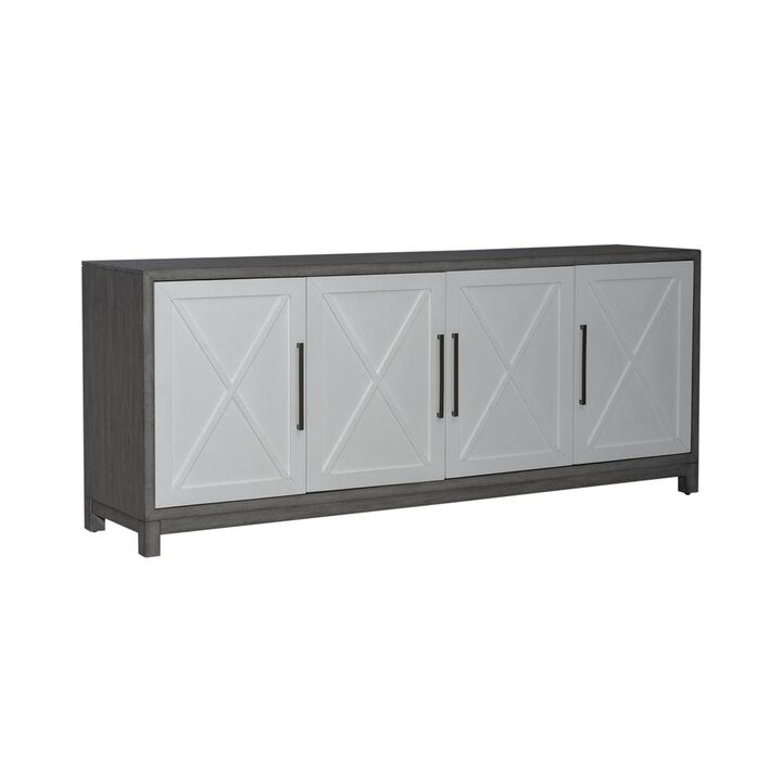 Liberty Furniture 78 Inch TV Console Contemporary White in Two-Tone Shell White