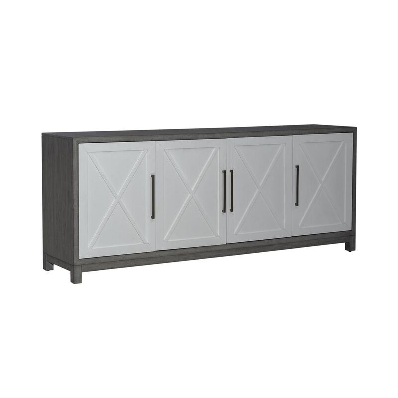 Liberty Furniture 78 Inch TV Console Contemporary White in Two-Tone Shell White image number 0