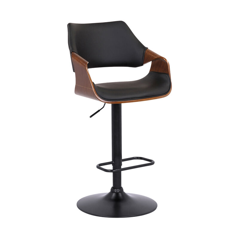Aspen Adjustable Swivel Faux Leather and Wood Bar Stool image number 0