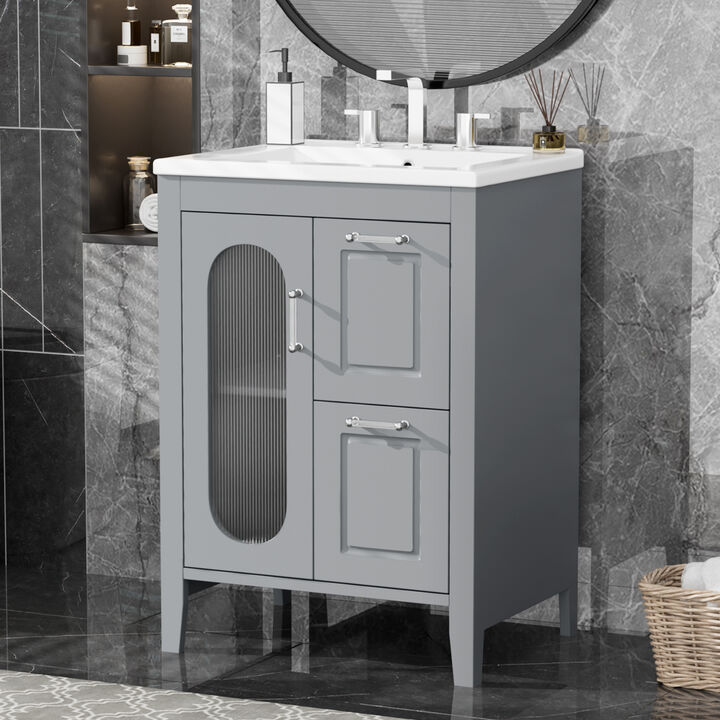 Merax  Painted Freestanding Bathroom Cabinet Vanity with Sink