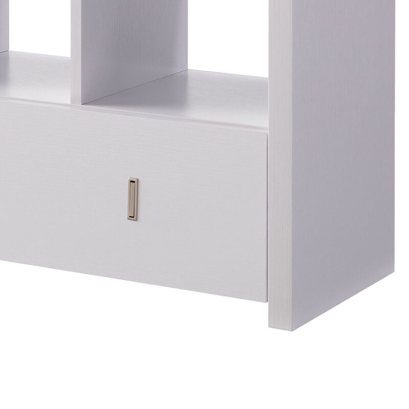 Beak Shoe Bench, 3 Open Shelves 1 Drawer, 34 Inch Classic White Finish - Benzara