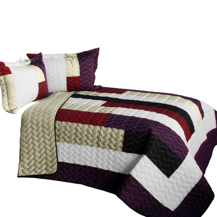 Eternal Promiss Quilted Patchwork Quilt Set 3PC Queen Size Cozy Bedding