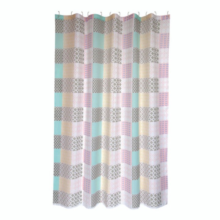 MSV Shower curtain Polyester CERAMIC 180x200cm PREMIUM QUALITY Pink - Rings included