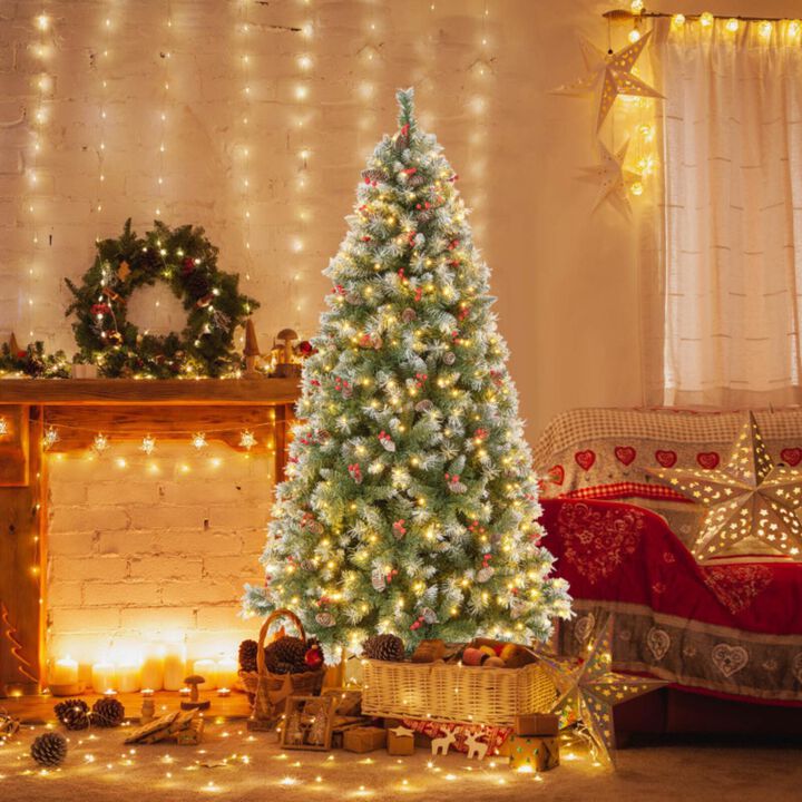 Hivvago Hinged Christmas Tree with PVC Branch Tips and Warm White LED Lights