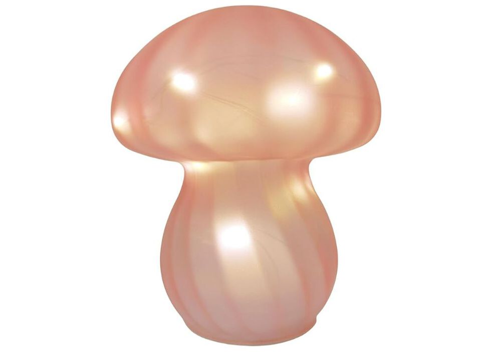 Mushroom Table Lamp Pink Stripes Glass Bedside Nightstand Desk Night Light