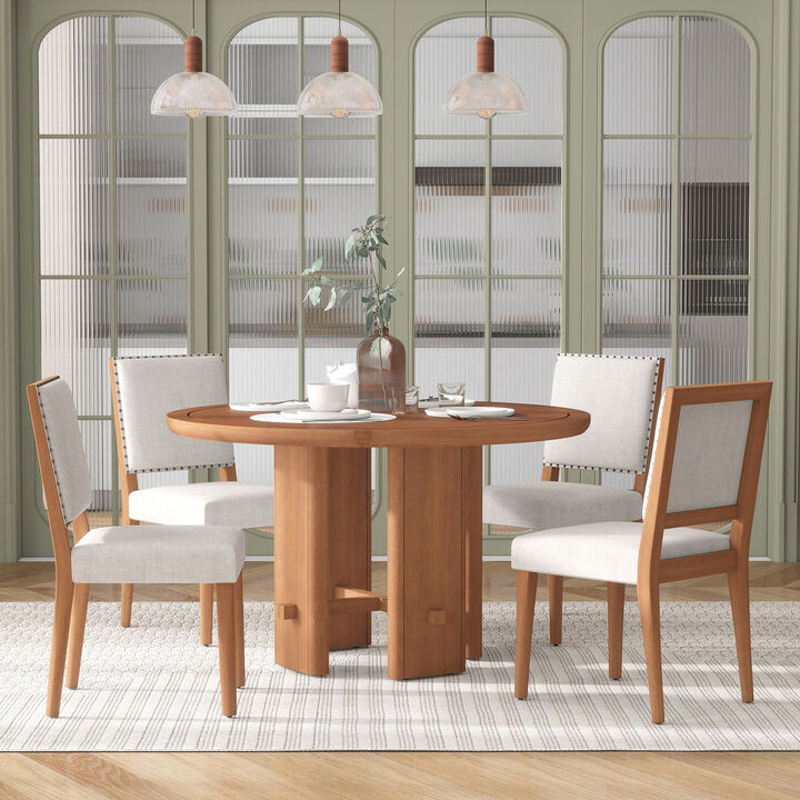 Merax 5-Piece Round Dining Table Set for 4