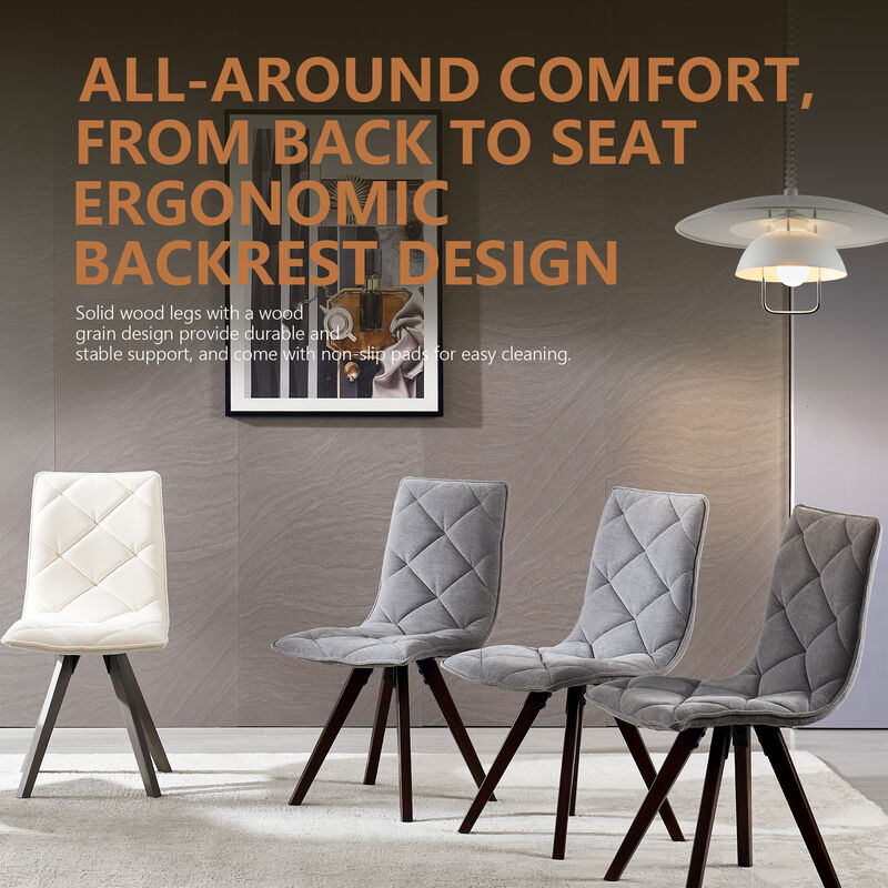 Clihome Dining Chairs Set of 2,Mid Century Modern Chairs with Wood Legs and Fabric Cushion for Dining Room image number 5
