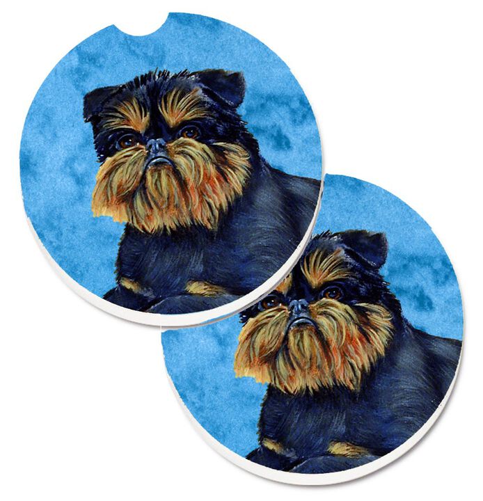 Caroline's Treasures Blue Brussels Griffon Set of 2 Cup Holder Car Coasters LH9388BUCARC, 2.56, Multicolor