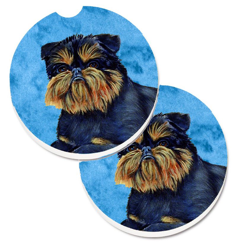 Caroline's Treasures Blue Brussels Griffon Set of 2 Cup Holder Car Coasters LH9388BUCARC, 2.56, Multicolor image number 0