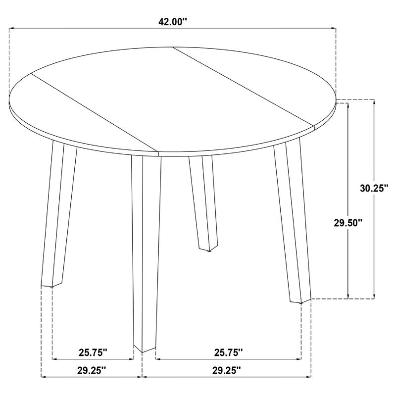 Caty 5pc Round Dining Table Set with 4 Chairs, 2 Drop Leaves, Brown image number 7