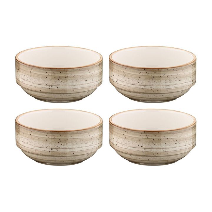 Terrain dia.4.75" h:2" 12 oz. Round Brown Porcelain Bowl (Set of 4)