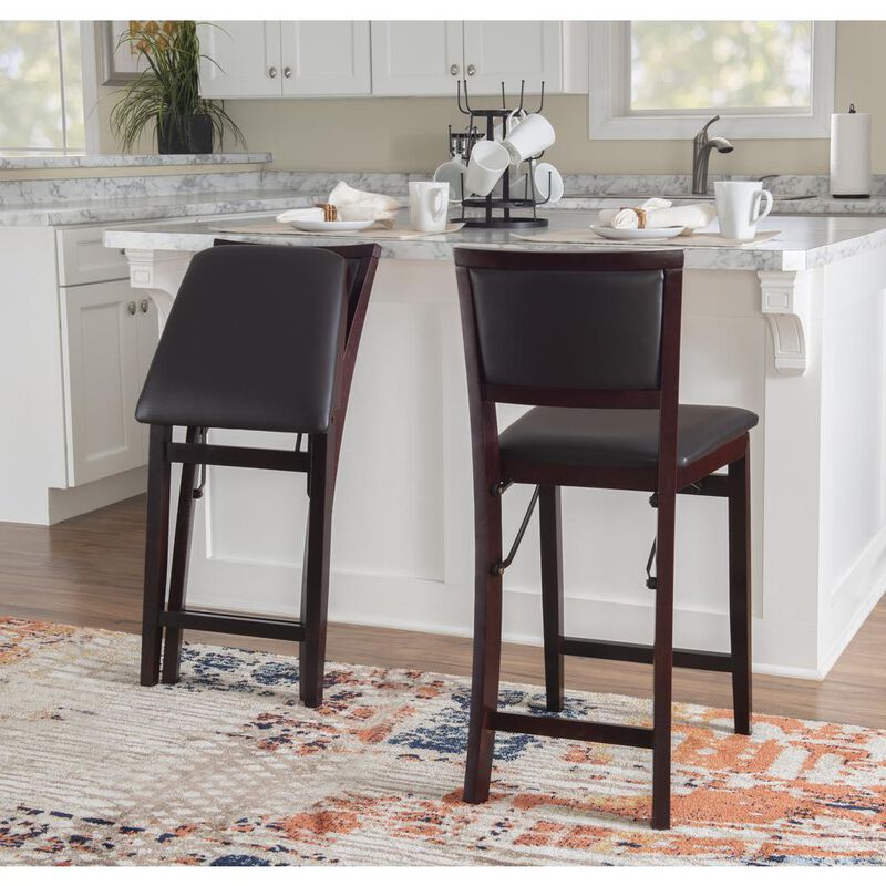 Linon Triena 24 In Pad Back Folding Counter Stool