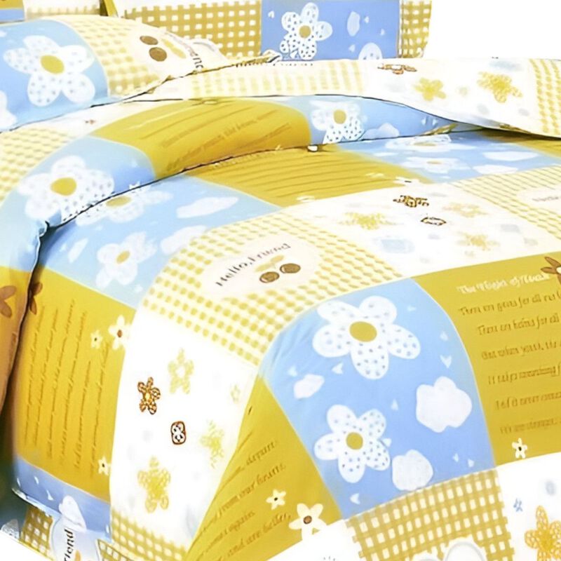 Yellow Cotton Full Bedding Set with Soft Duvet Cover image number 2