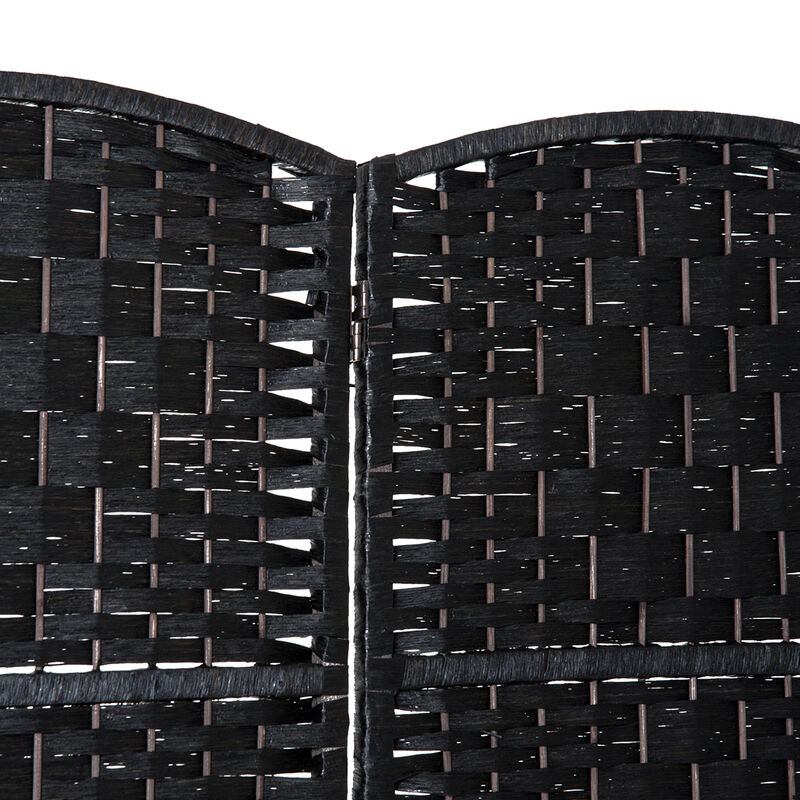 Hivvago Portable 4-Panel Wicker Room Divider for Home and Office image number 6