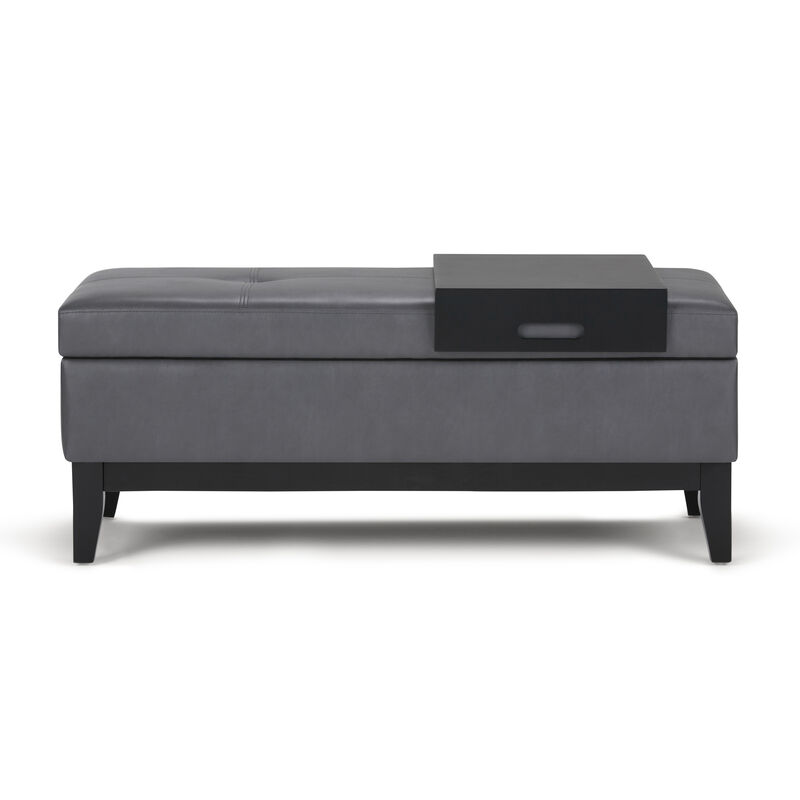 Simpli Home Oregon Storage Ottoman Bench with Tray image number 2