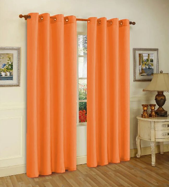 J&V TEXTILES Solid Grommet Faux Silk Window Curtain Drapes Treatment in 84" Length- Set of 2