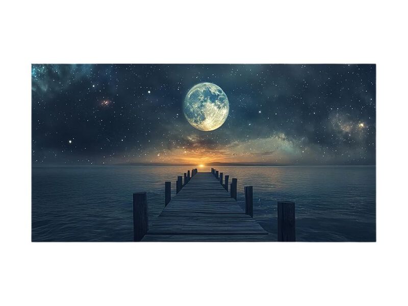 Large Coastal Canvas Wall Art Blue Landscape for Living Room Bedroom Office image number 0