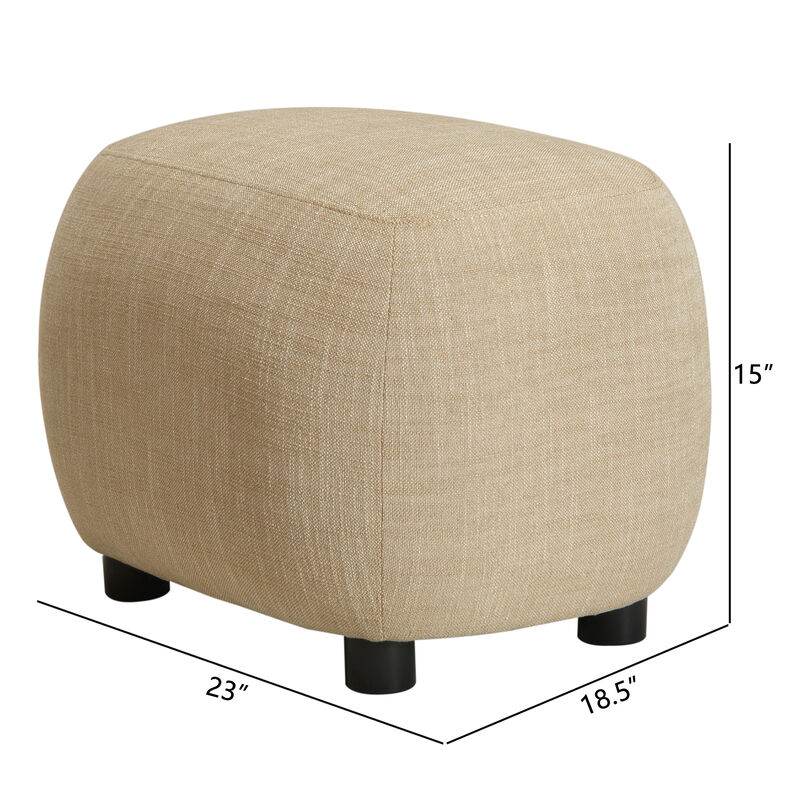 KINWELL Linen Blend Upholstered Ottoman Footrest, Textured Weave Entryway Footstool image number 5